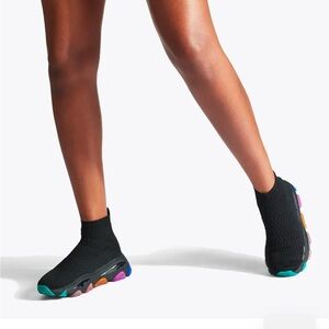 Black Sock Sneakers with Multicolor Sole